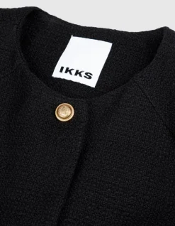 Veste carrée noire effet tweed Femme