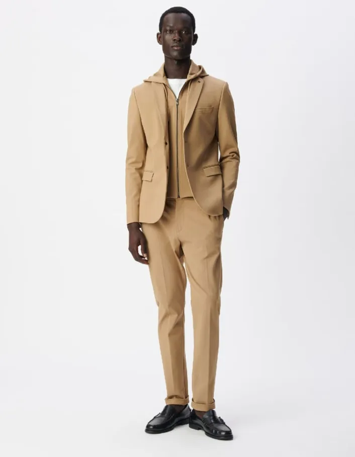 Veste de costume beige foncé maille parementure Homme