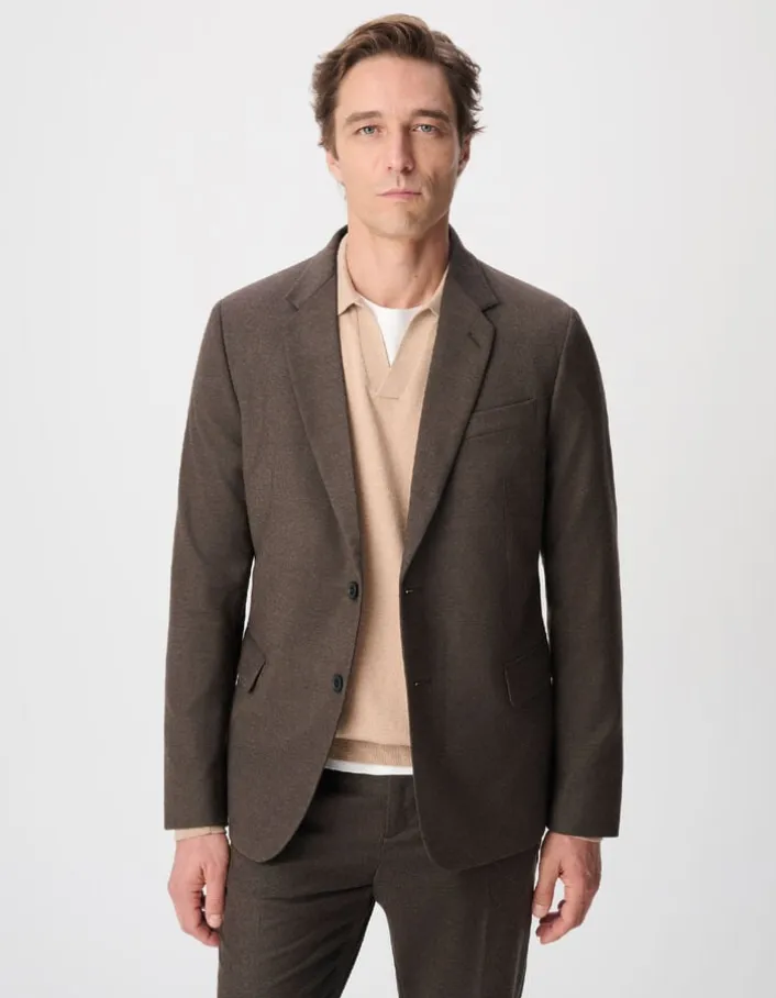 Veste de costume marron flanelle 100% laine Homme