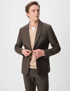 Veste de costume marron flanelle 100% laine Homme