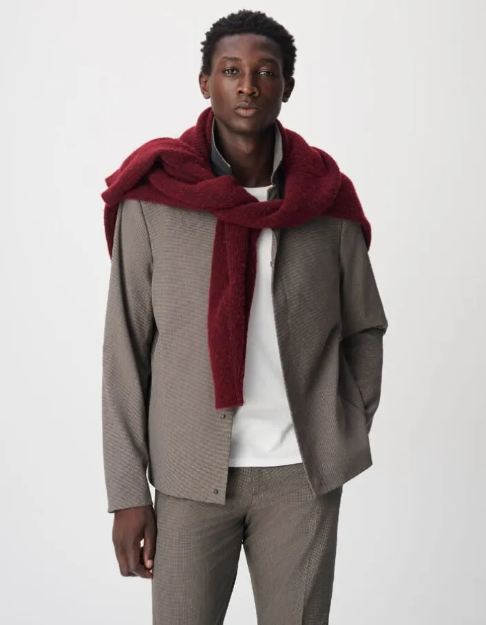 Veste de costume marron motif pied-de-puce Homme
