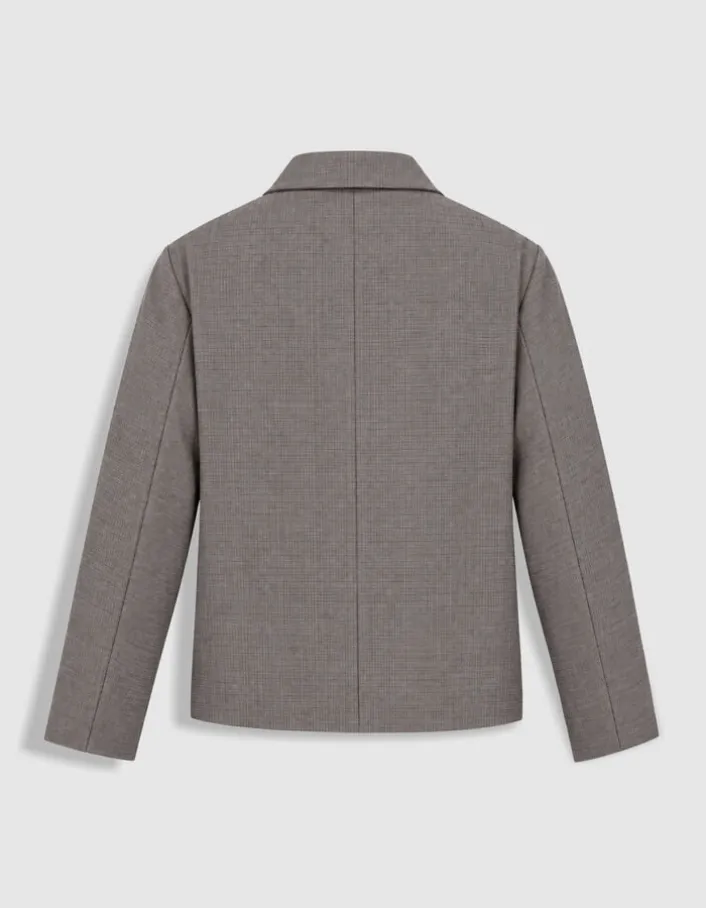 Veste de costume marron motif pied-de-puce Homme