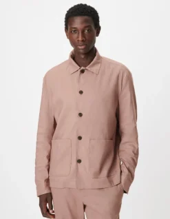 Veste de costume rose lin mélangé Homme