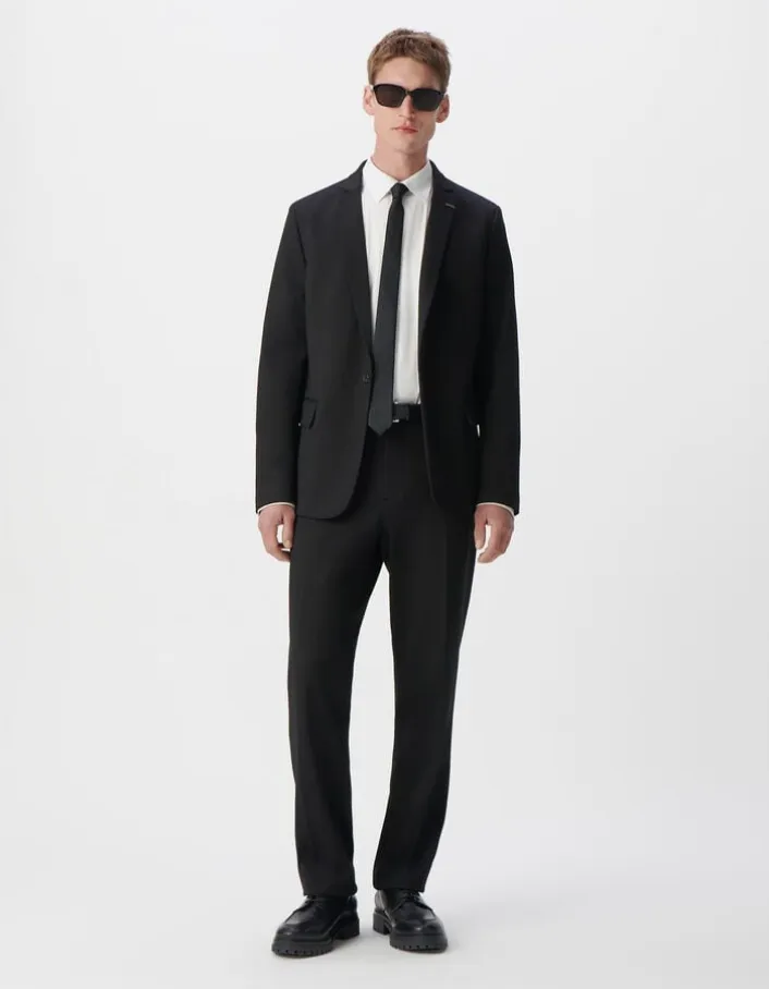 Veste de costume SLIM noire maille Milano Homme