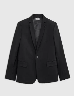 Veste de costume SLIM noire maille Milano Homme
