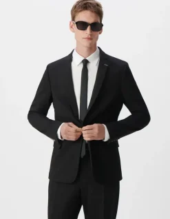 Veste de costume SLIM noire maille Milano Homme