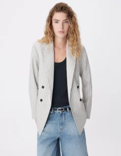 Veste de tailleur beige rayures tennis Femme