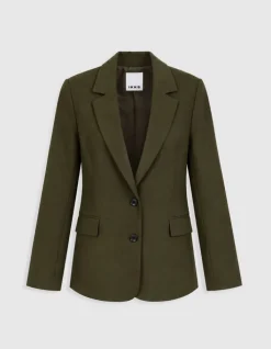 Veste de tailleur kaki façon laine froide Femme