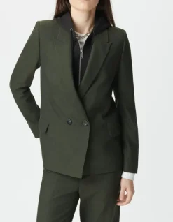 Veste de tailleur kaki parementure amovible Femme