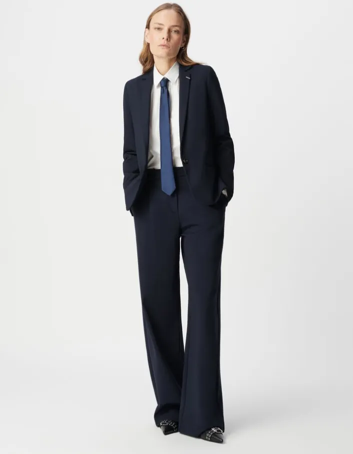 Veste de tailleur marine ajustée maille Milano Femme