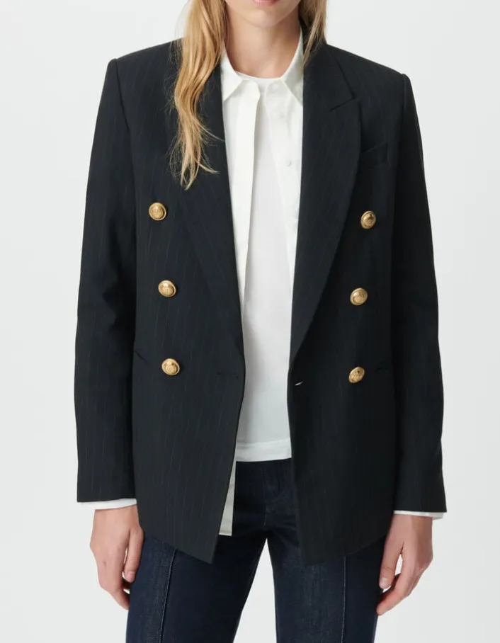 Veste de tailleur marine fit large rayures tennis Femme