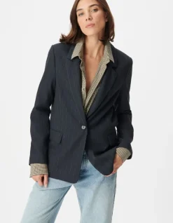 Veste de tailleur marine motif rayures tennis Femme
