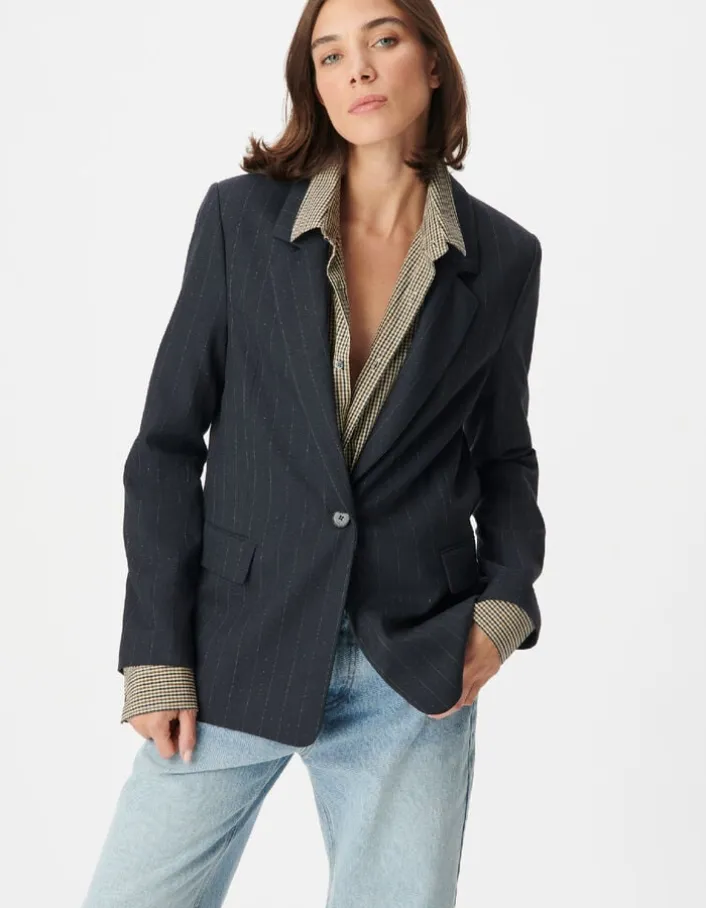 Veste de tailleur marine motif rayures tennis Femme