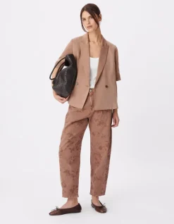 Veste de tailleur marron manches courtes Femme