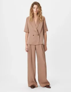 Veste de tailleur marron manches courtes Femme