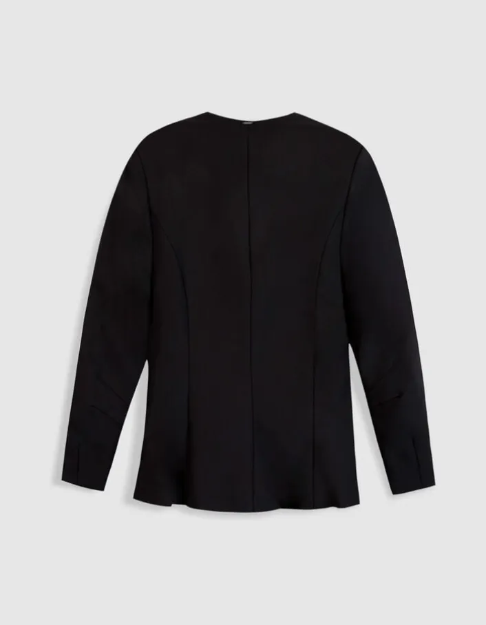 Veste de tailleur noire cintrée découpes manches Femme