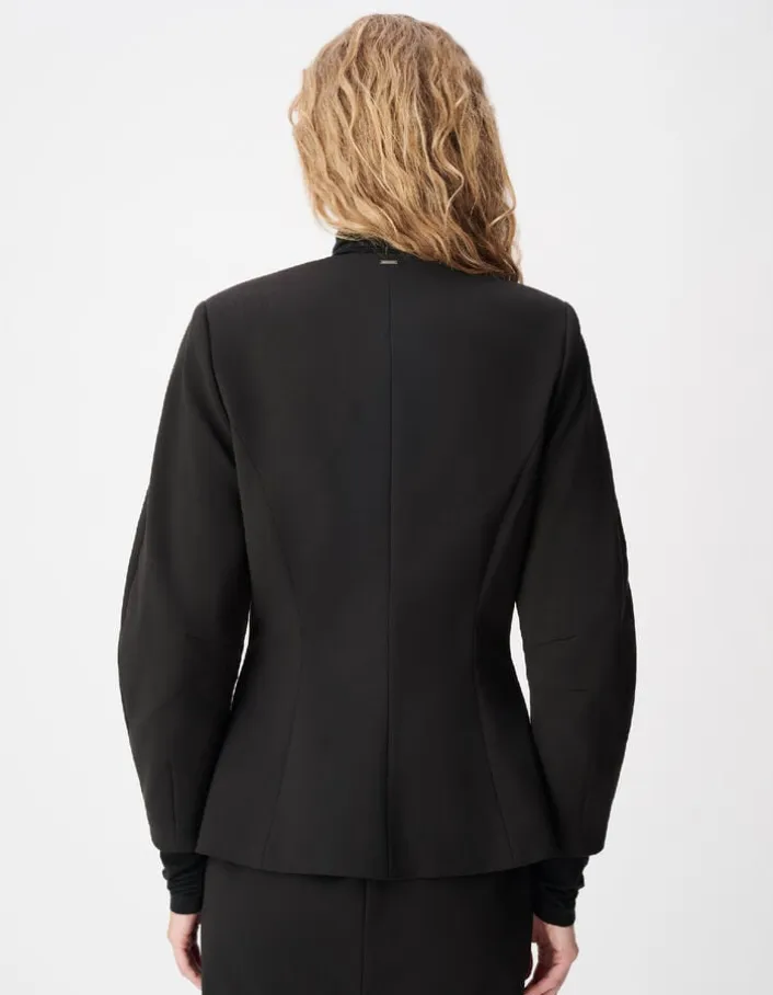 Veste de tailleur noire cintrée découpes manches Femme