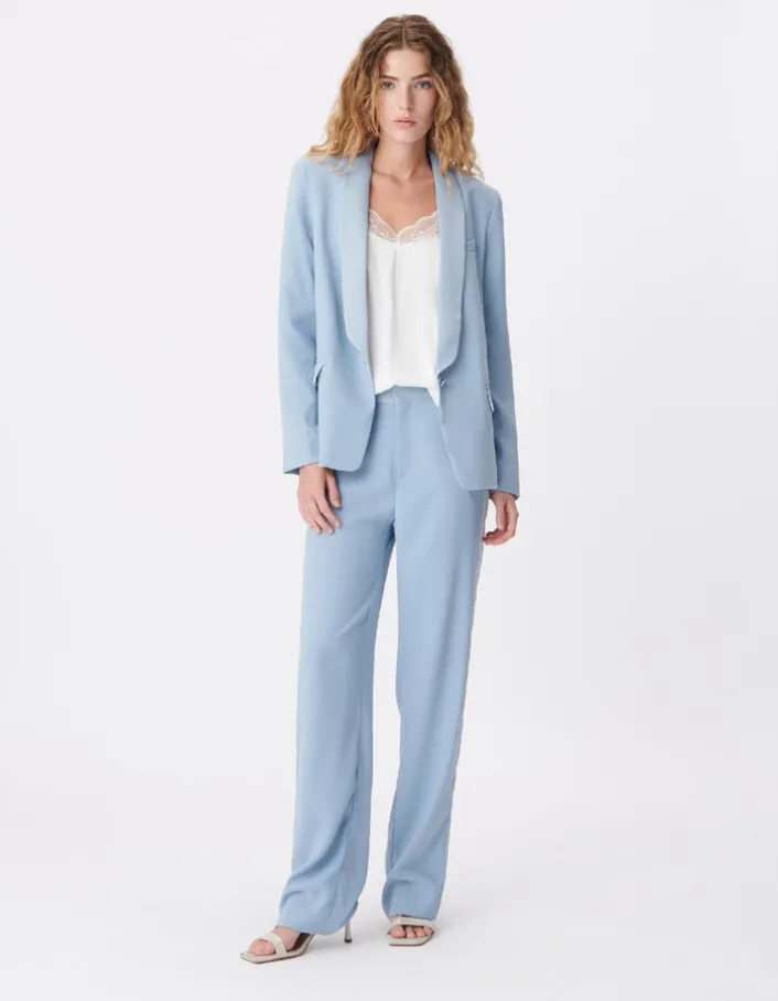 Veste de tailleur oversize bleue fluide Femme