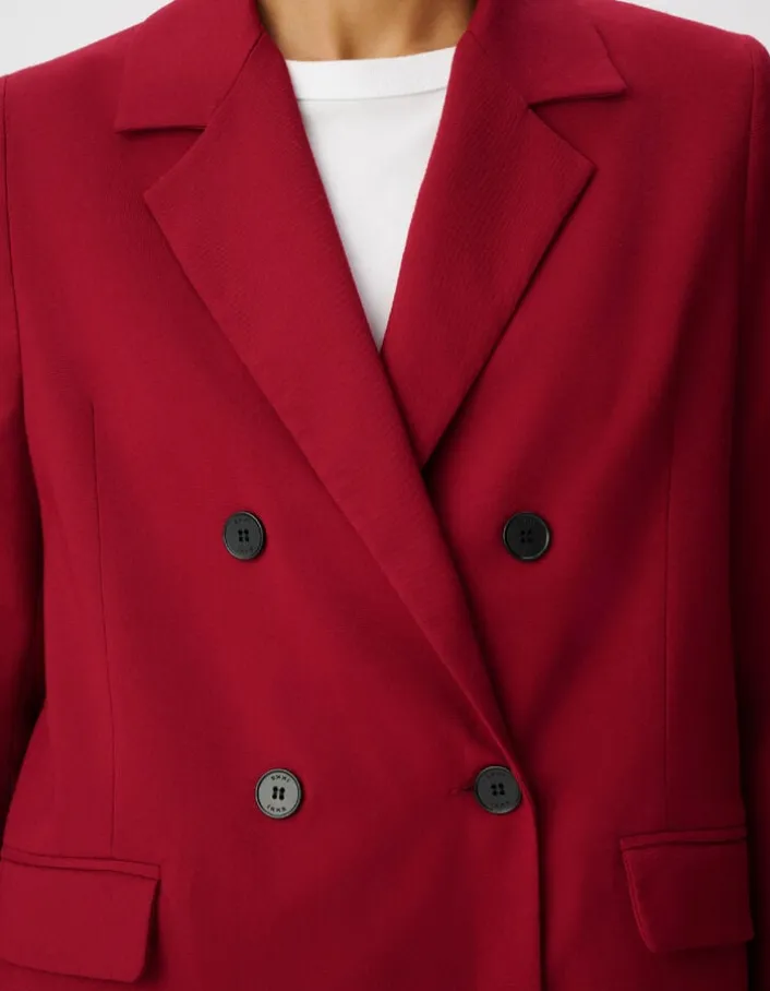 Veste de tailleur rouge boutonnage croisé Femme