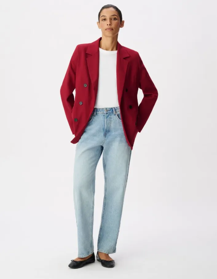Veste de tailleur rouge boutonnage croisé Femme