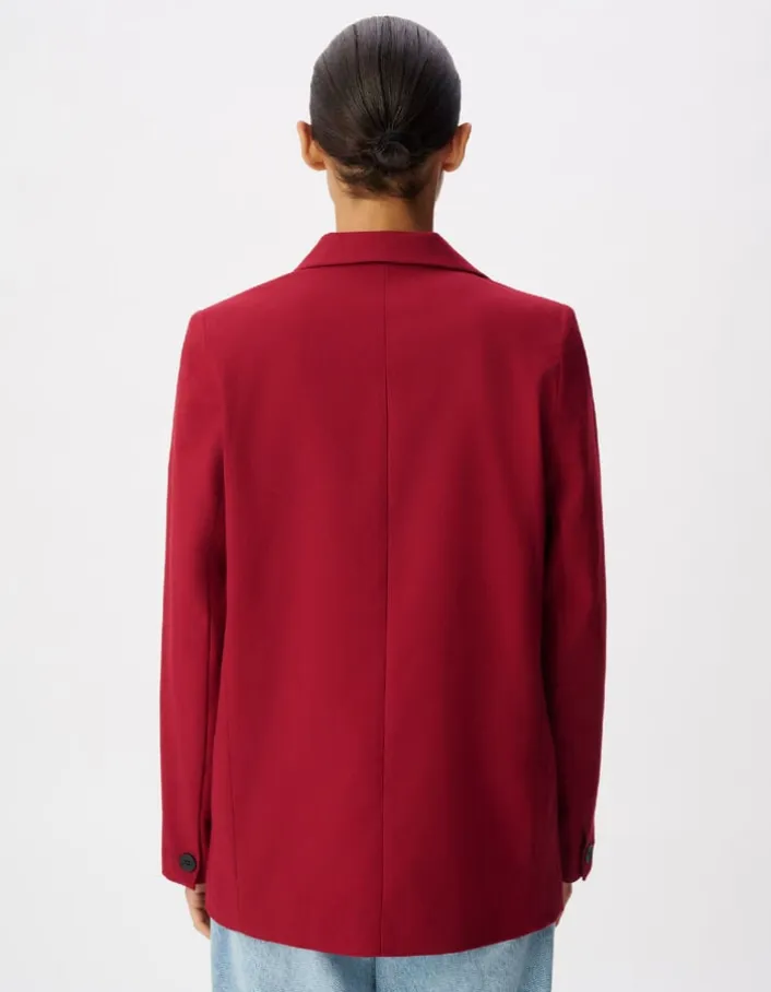 Veste de tailleur rouge boutonnage croisé Femme