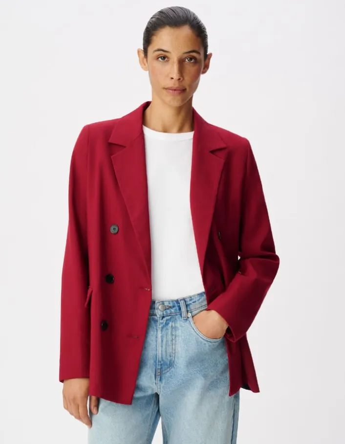 Veste de tailleur rouge boutonnage croisé Femme