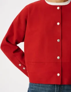 Veste en cuir velours rouge Femme