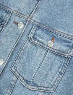 Veste en jean bleu col rond Femme