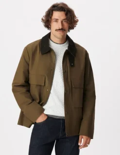 Veste kaki multi poches col velours Homme