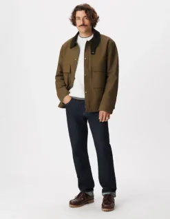 Veste kaki multi poches col velours Homme