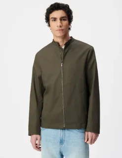 Veste kaki toile col pressionné Homme