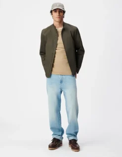 Veste kaki toile col pressionné Homme