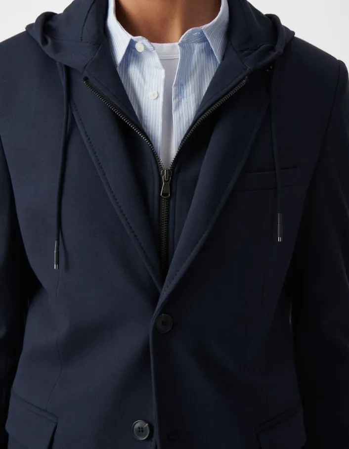 Veste marine avec parementure amovible Homme
