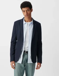 Veste marine avec parementure amovible Homme