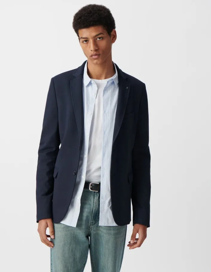 Veste marine avec parementure amovible Homme