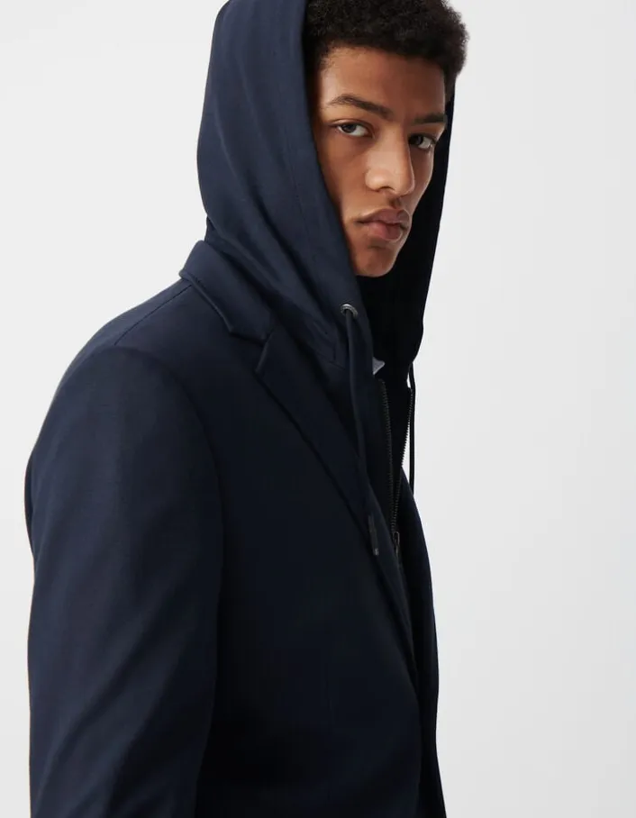 Veste marine avec parementure amovible Homme