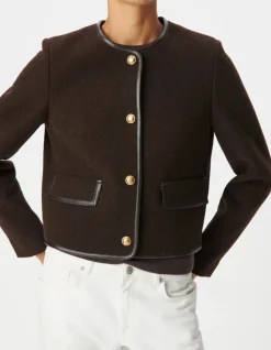 Veste marron lainage boutons militaires Femme