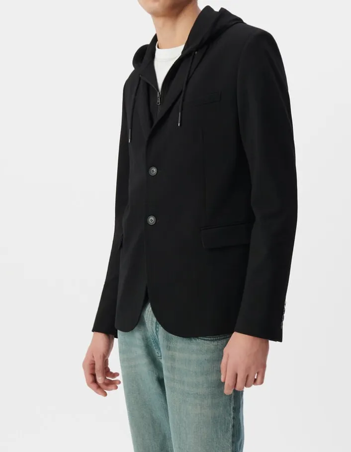 Veste noire Interlock à parementure amovible Homme