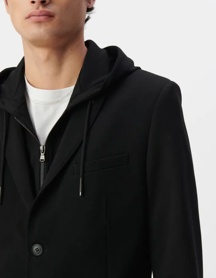Veste noire Interlock à parementure amovible Homme