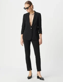 Veste tailleur en crêpe coloris noir femme