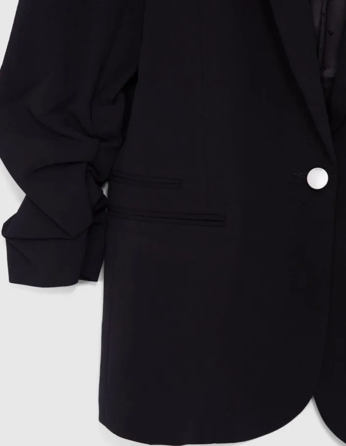 Veste tailleur en crêpe coloris noir femme